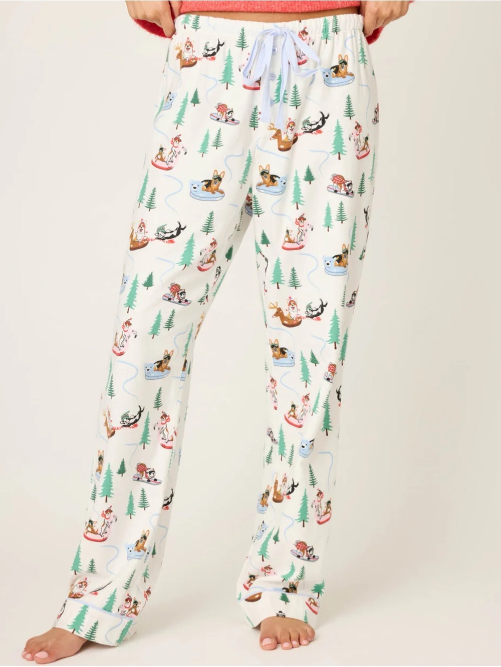 PJ Salvage White Holiday Sledding Print Pajama Pants